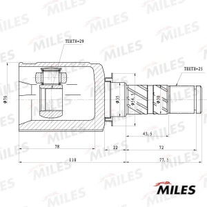 ШРУС внутренний  SUBARU FORESTER III/IMPREZA II/LEGACY IV/OUTBACK/TRIBECA 1.5-3. GA10067 MILES