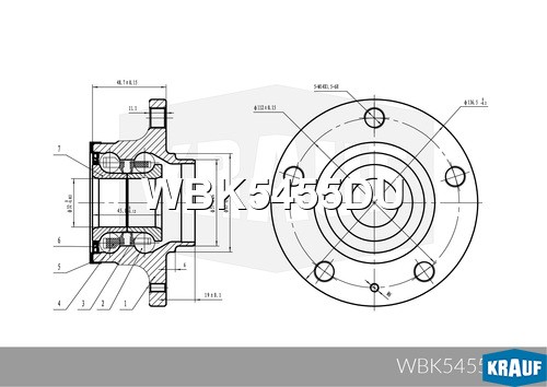 Ступица в сборе [задн, Kit] AUDI A3,TT,Q3/SKODA Octavia,Superb,Yeti/VW Golf,Pass WBK5455DU KRAUF