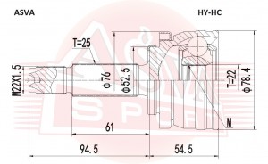 ШРУС НАРУЖНЫЙ 22Х52,5Х25 HY-HC HY-HC ASVA