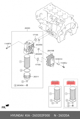 Фильтр масляный 26320-2F000 26320-2F000 HYUNDAI KIA