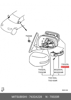 ЗЕРКАЛО 7632A228 7632A228 MITSUBISHI