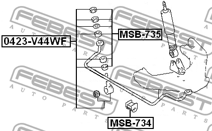 Втулки тяги стабилизатора комплект MITSUBISHI PAJERO/MONTERO V36W 1990.12-2003.0 MSB-735 FEBEST