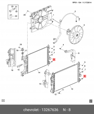 Пробка радиатора CHEVROLET Cruze сливная OE 13267636 GENERAL MOTORS