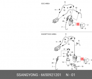 Фильтр топливный SSANGYONG Actyon (06-),Kyron,Actyon Sports (06-),Rexton (D20/27 6650921201 SSANG YONG
