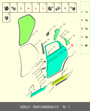 Дверь GEELY Tugella (20-) задняя правая OE 5081048000C15 GEELY