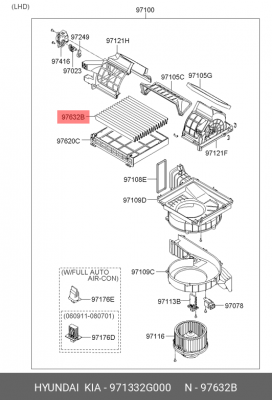 Фильтр воздушный салона HYUNDAI Santa Fe (07-),Sonata NF (06-) OE 971332G000 HYUNDAI KIA