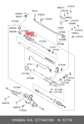 Пыльник HYUNDAI Porter 2 рейки рулевой OE 5777447300 HYUNDAI KIA