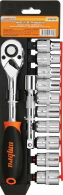 набор торц.головок! 1/2'' 12пр. торц.гол.10-19мм, трещотка 72 зубца быстр.сброс, 911212 OMBRA