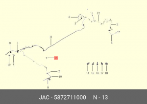 Скоба JAC N25,S3,S5,T6,J7,JS4,Sunray фиксирующая шлангов тормозных OE 5872711000 JAC