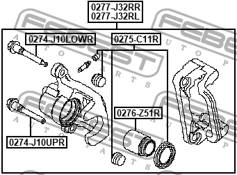 Суппорт тормозной задний правый NISSAN TEANA J32 08-13 0277-J32RR 0277-J32RR FEBEST