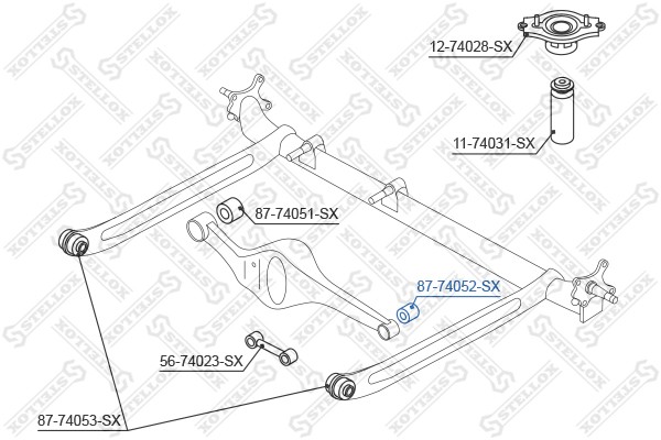 сайлентблок зад. попереч. тяги!\Nissan Almera N15 95-00/ Primera P11/WP11 95> 87-74052-SX STELLOX