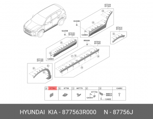 Клипса HYUNDAI Santa Fe (20-21) пластиковая крепежная ОЕ 877563R000 HYUNDAI KIA