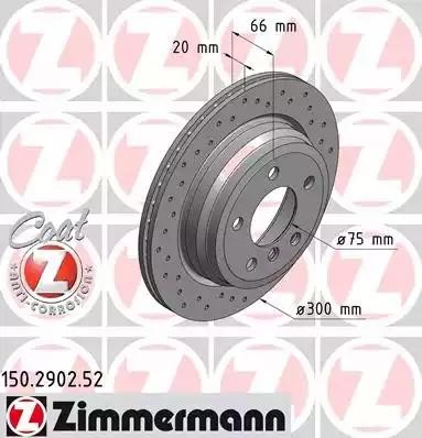диск тормозной !Sport задн. 300x20/66-5x120 \ BMW 3 330d/340i xDrive/316d 12> 150.2902.52 ZIMMERMANN