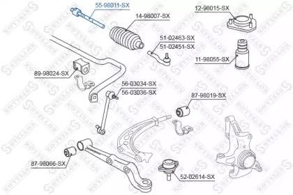тяга рулевая!\ Toyota Previa 2.4 90-00 55-98011-SX STELLOX