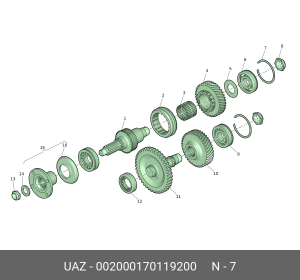 Кольцо УАЗ стопорное подшипника КПП вала промежуточного (ОАО УАЗ) 002000170119200 UAZ UAZ
