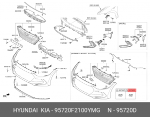 Датчик парковки HYUNDAI Elantra (16-) передний OE 95720F2100YMG HYUNDAI KIA