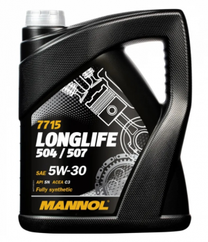 Масло моторное синтетическое 7715 LongLife 504/507 5W30 SN, C3 5л 7001 MANNOL