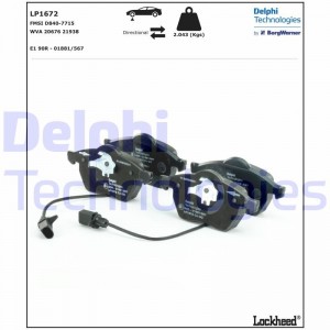 LP1672 колодки дисковые п.\ Audi A6 97-02, VW Passat 1.6-2.5TDi 98> LP1672 DELPHI