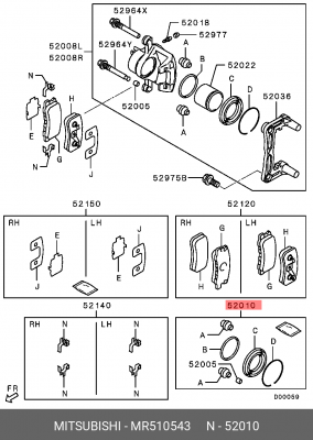 рем.к-т диск.торм. задн.!\ Mitsubishi Pajero III/IV MR510543 MITSUBISHI