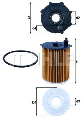Фильтр масляный CITROEN Berlingo (05-),C3 (02-),C4 (04-),C5 (04-) MAHLE OX171/2D MAHLE KNECHT