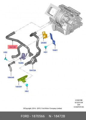 Патрубок FORD Transit (06-) отопителя OE 1 870 566 FORD
