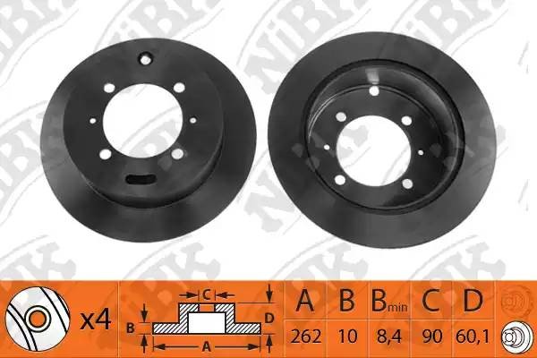 Диск тормозной MITSUBISHI LANCER 1.3/1.6/2.0 01/GALANT 1.8/2.0 9204 задний RN115 RN1158 NIBK