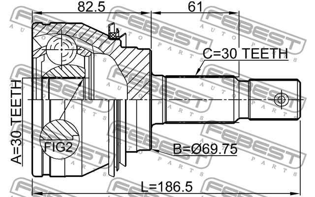 ШРУС внеш (30x72.5x30) TOYOTA LAND CRUISER PRADO 120 2002-2009 0110-GRJ150 0110-GRJ150 FEBEST