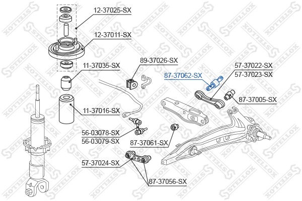 сайлентблок зад. рычага верхн. внутр.!\ Honda CR-V/Civic 95> 87-37062-SX STELLOX