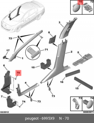клипса!\ Peugeot 206/207/307/308/406/407/607/807, Citroen C2/C3/C4/C5/C8 6995 X9 CITROEN PEUGEOT