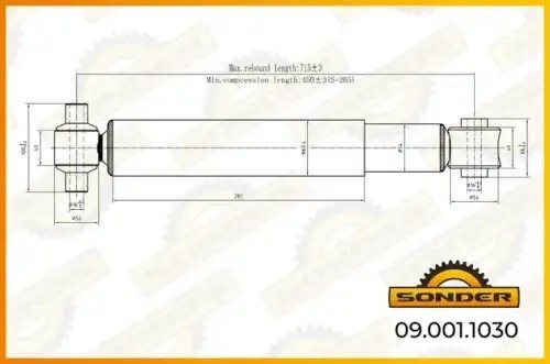 Амортизатор Подвески VOLVO FL7 FL10 FL12 (передний). мин 440макс 715. о.н. 20769 090011030 SONDER