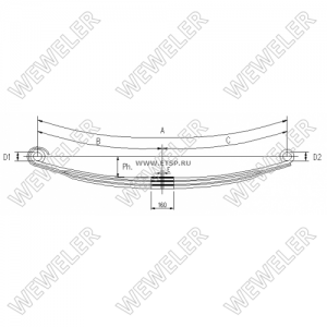 рессора 3-ех лист. !перед 1/22+2/25x90x81 900+900 S24 \MB Actros F020T649ZA75 WEWELER