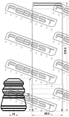 Пыльник заднего амортизатора с отбойником комплект CHEVROLET CRUZE 2010-2017 CHS CHSHB-J300R-KIT FEBEST