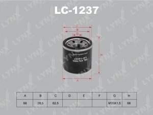 Фильтр масляный HYUNDAI Getz KIA Rio,Spectra,Carens,Clarus,Shuma LYNX LC-1237 LYNXAUTO