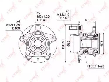 Ступица MAZDA CX-7,CX-9 (07-) задняя с подшипником LYNX WH-1481 LYNXAUTO
