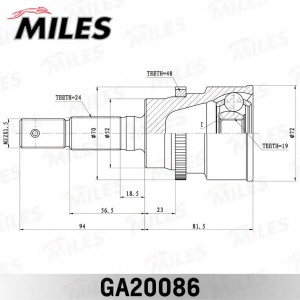 ШРУС наружный DAIHATSU TERIOS 1.3 97-00 (с ABS) (SKF VKJA5976) GA20086 GA20086 MILES