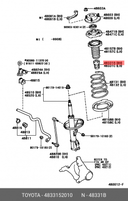 отбойник амортизатора переднего!\ Toyota Yaris NCP1/NLP1/SCP1 99> 48331-52010 TOYOTA