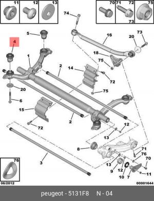 сайлентблок задней балки передний!\ Peugeot 206 all 98> 5131 F8 CITROEN PEUGEOT