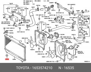 втулка крепления радиатора! \Lexus CT200H 10> 16535-74210 TOYOTA