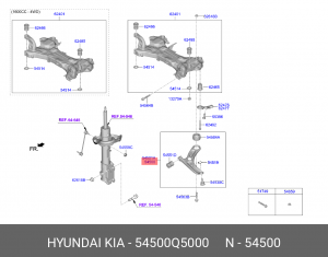 Рычаг подвески KIA Seltos (19-) передней нижний левый OE 54500Q5000 HYUNDAI KIA