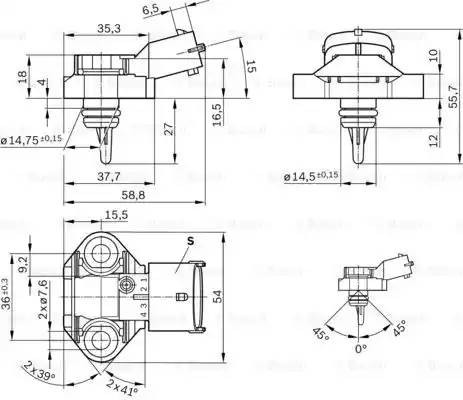 Датчик давления и температуры для природного газа 0 261 230 145 BOSCH
