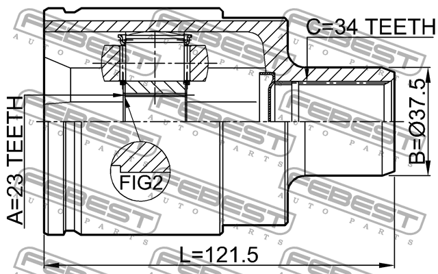 ШРУС внутренний правый OPEL ASTRA J 2010- 1811-ASJRH 1811-ASJRH FEBEST