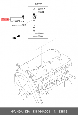 болт крепления форсунки портер! M8\ Hyundai Grand Starex 338164A001 HYUNDAI