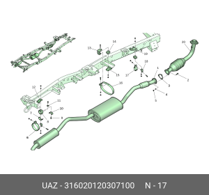 Хомут УАЗ-3163 Патриот глушителя малый (ОАО УАЗ) 316020120307100 UAZ UAZ
