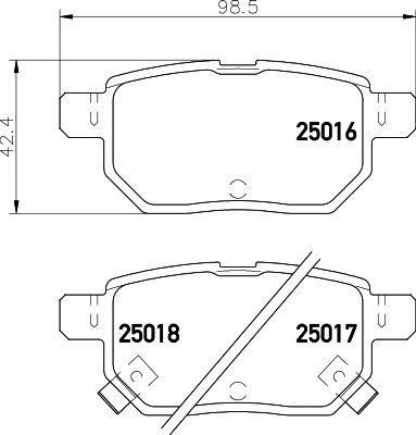 Колодки тормозные TOYOTA Auris (07-),Yaris (06-) задние (4шт.) TEXTAR 2501601 TEXTAR