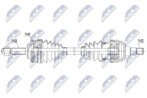Полуось передняя Chevrolet Aveo, Daewoo Kalos 1.2I 16V 08- /левая/, шт NTY NPWDW043 NTY