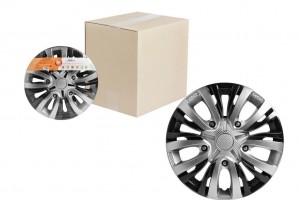 Колпаки колесные декоративные R16 серебро/черный/карбон "AIRLINE" Лион Т (2 шт.) AWCC-16-28 AIRLINE