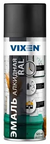 Краска черная матовая аэрозоль 520мл VIXEN VX10905 VIXEN