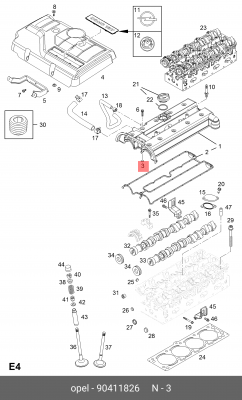 Кольцо уплотнительное CHEVROLET Captiva (07-),Epica,Lacetti клапаной крышки OE 90411826 GENERAL MOTORS