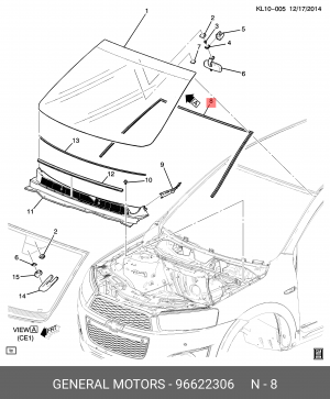 Профиль, ветровое стекло 96622306 96622306 GENERAL MOTORS