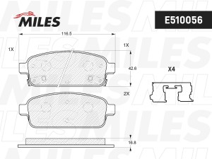 Колодки тормозные задние (Смесь CERAMIC серия PRO) CHEVROLET CRUZE 09-/ORLANDO 1 E510056 MILES